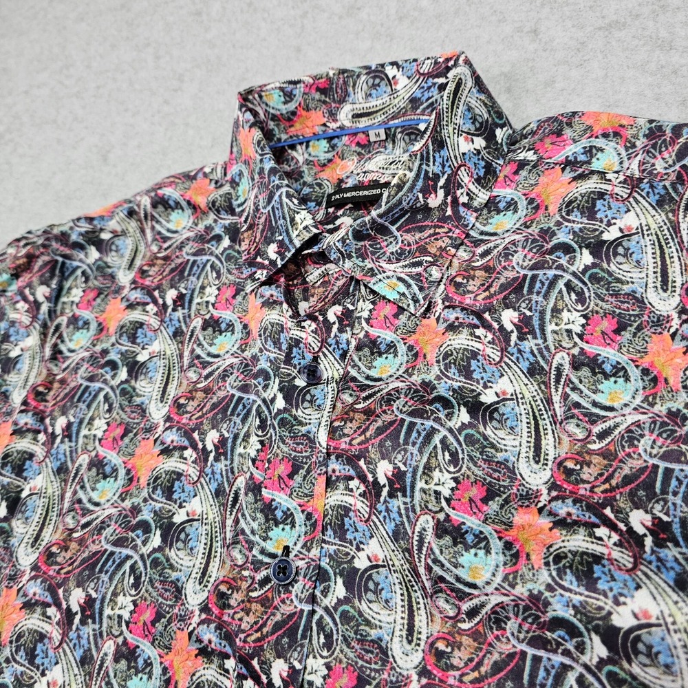 Visconti Uomo Shirt Mens Medium Multicolor Paisley Long Sleeve Abstract Preppy